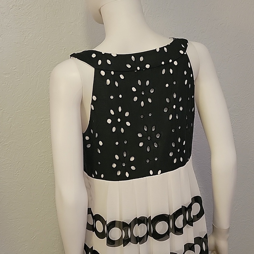 Sangria Monochrome Halter Atomic Mod Babydoll High Waist Chiffon Jumper Dress - Picture 7 of 9
